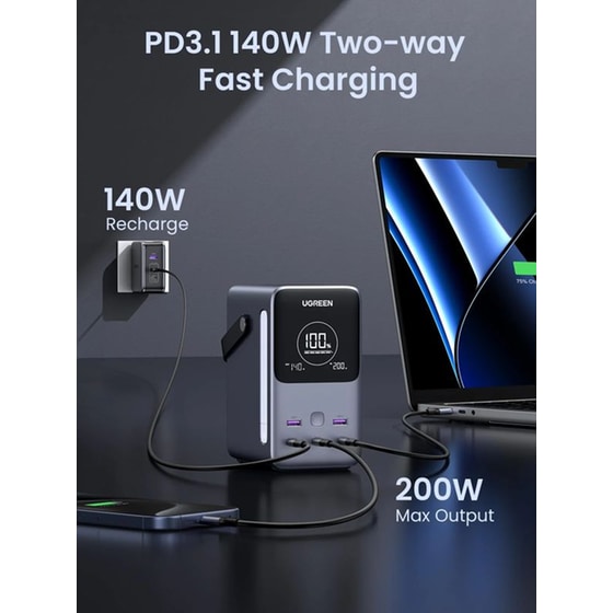 Powerbank UGREEN Portable Charger 300W 48.000mAh - Grey image 4