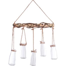 Διακοσμητικό Κήπου Spitishop με Γυάλες Ξύλινο 44.5x6x40.5cm - Καφέ/Διάφανο