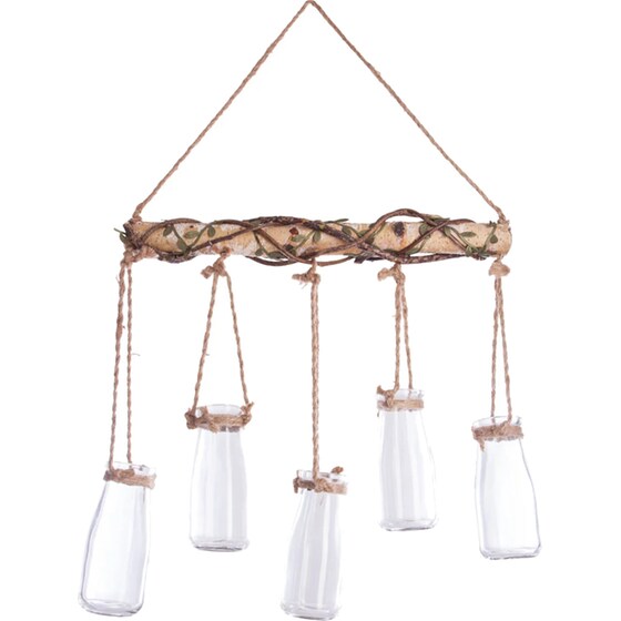 Διακοσμητικό Κήπου Spitishop με Γυάλες Ξύλινο 44.5x6x40.5cm - Καφέ/Διάφανο image 0