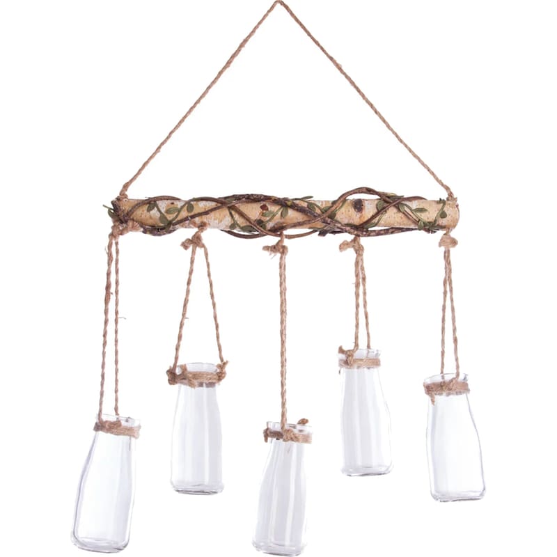 SPITISHOP Διακοσμητικό Κήπου Spitishop με Γυάλες Ξύλινο 44.5x6x40.5cm - Καφέ/Διάφανο