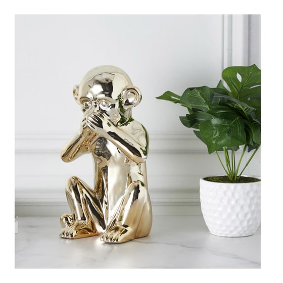 Διακοσμητική Μαϊμού Home Deco Factory από Δολομίτη Hd0006 17x15x28 cm - Χρυσή image 1