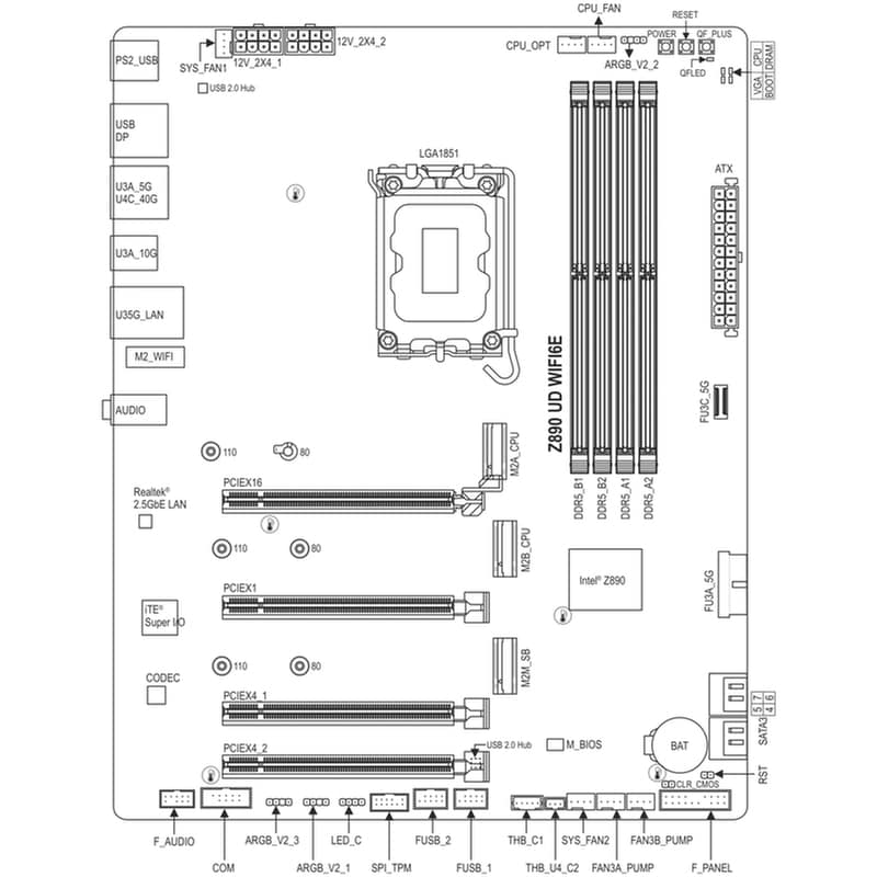 Gigabyte Z890 UD WIFI 6E Motherboard ATX με Intel 1851 Socket