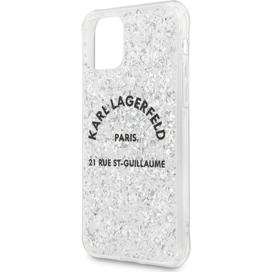 Θήκη Apple iPhone 11 Pro Max - Karl Lagerfeld St. Guillaume Logo Collection Glitter Flakes Cover - Silver image 1