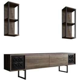 Έπιπλο Τηλεόρασης 24Mall Bicolore από Μοριοσανίδα 180x30x48 cm - Μαύρο/Καρυδί
