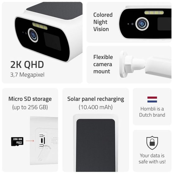Ασύρματη IP Camera HOMBLI HBZC-0109 2K Bullet με Ηλιακό Πάνελ image 5