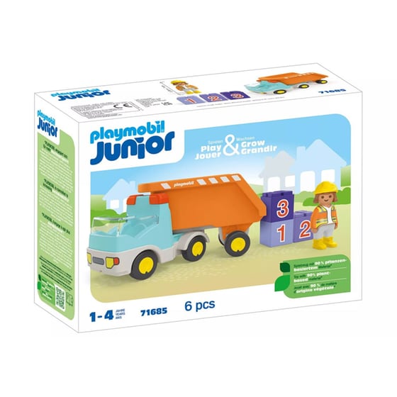 PLAYMOBIL® Junior Ανατρεπόμενο Φορτηγό με εργάτη (71685) image 0