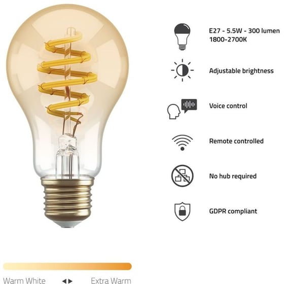 Έξυπνη Λάμπα Hombli Smart E27 A60 Filament 5.5 W - Ρυθμιζόμενο Λευκό image 4