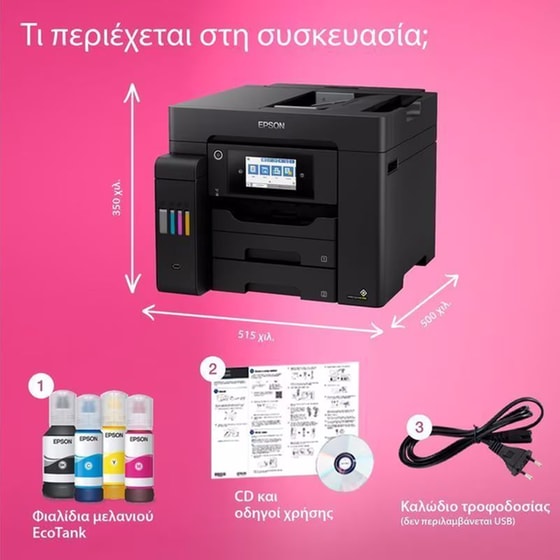 Epson EcoTank L6550  Εγχρωμο Πολυμηχάνημα Inkjet A4 με WiFi, Ethernet, ADF, Duplex Print, Duplex Scan, FAX (C11CJ30402) image 3