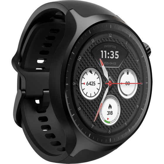 Smartwatch Motorola Moto Watch 47mm - Matte Black with PANTONE Volcanic Ash Silicone Band image 1