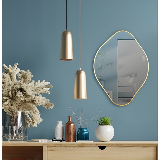 Καθρέπτης Τοίχου Home Deco Factory Hd0113 Μεταλλικός 44x60 cm - Χρυσός image 1