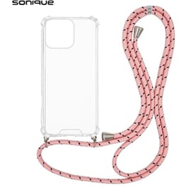 Θήκη Apple iPhone 16 Pro Max - Sonique Armor Clear Θήκη Σιλικόνης με Κορδόνι - Rainbow Ροζ