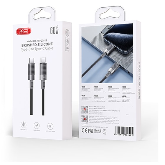 Καλώδιο XO NB-Q282B USB-C Male σε USB-C Male 1m - Μαύρο image 2