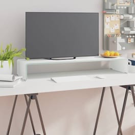 Vidaxl Βάση Τηλεόρασης/οθόνης Λευκή 90 X 30 X 13 Εκ. Γυάλινη
