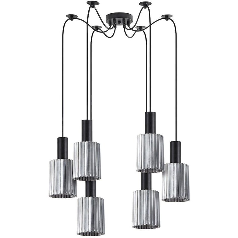 Φωτιστικό Οροφής Πολύφωτο Homelighting 77-8484 Γυάλινο/Μεταλλικό - Μαύρο/Γκρι