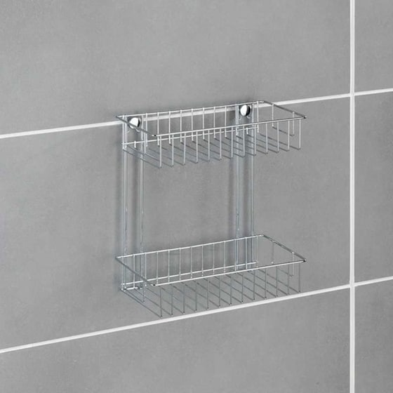 Ραφιέρα Μπάνιου Wenko Μεταλλική Διπλή 24x14x26cm - Ασημί image 2