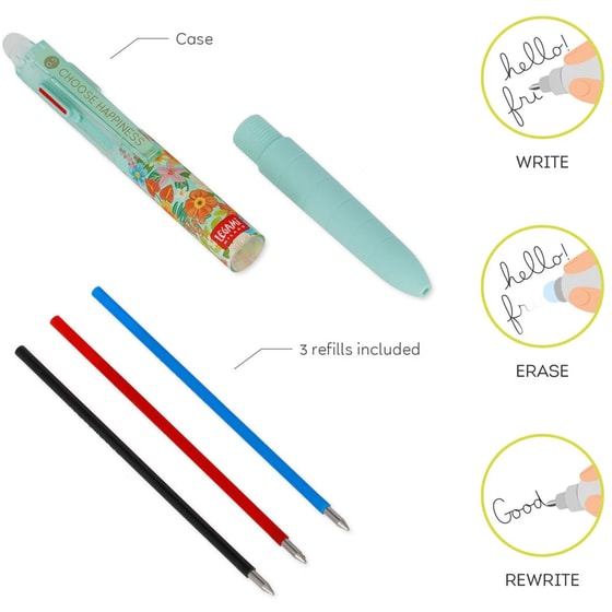 Στυλό Διαρκέιας Legami Gel Erasable 3 Χρώματα Flowers image 2