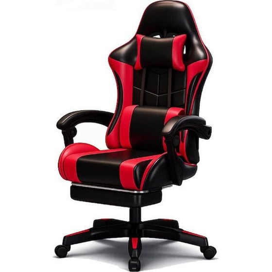 Καρέκλα Gaming Aria Trade GC-BR02 Δερματίνης με Υποπόδιο Μαύρο / Κόκκινο image 0