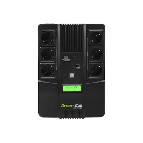 Ups Green Cell Ups07 Microsine 800va Lcd 12v 9ah 480w 6x Schuko 270 X 190 X 90 Mm image 0