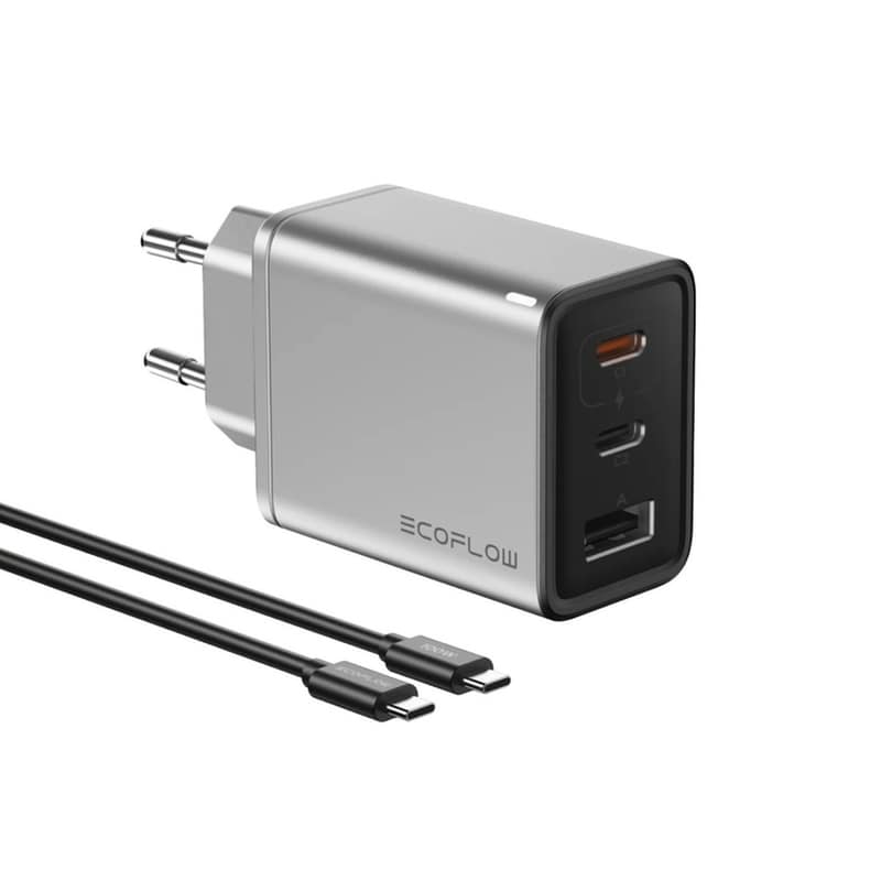 ECOFLOW Φορτιστής Πρίζας ΕcoFlow Rapid 2x USB-C/1x USB-A 65W - Γκρί