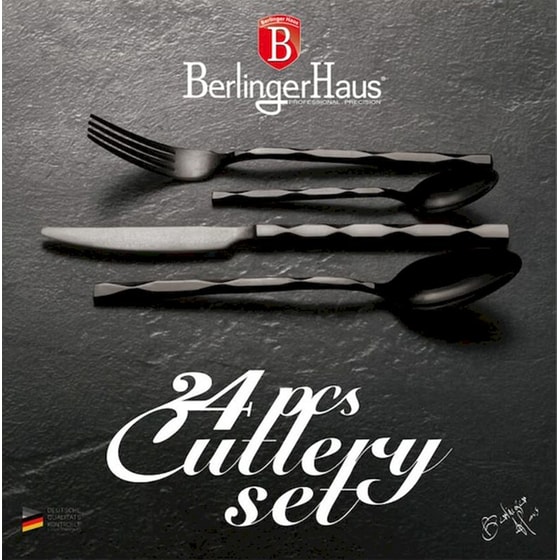 Σετ Μαχαιροπίρουνα Berlinger Haus Mirror Black Collection Ανοξείδωτα Μαύρα 24 Τμχ image 1