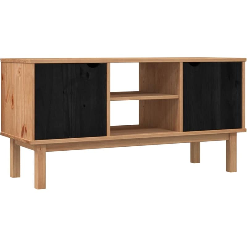 Έπιπλο Τηλεόρασης VidaXL OTTA 113,5 x 43 x 57 cm - Μαύρο Μασίφ Ξύλο Πεύκου