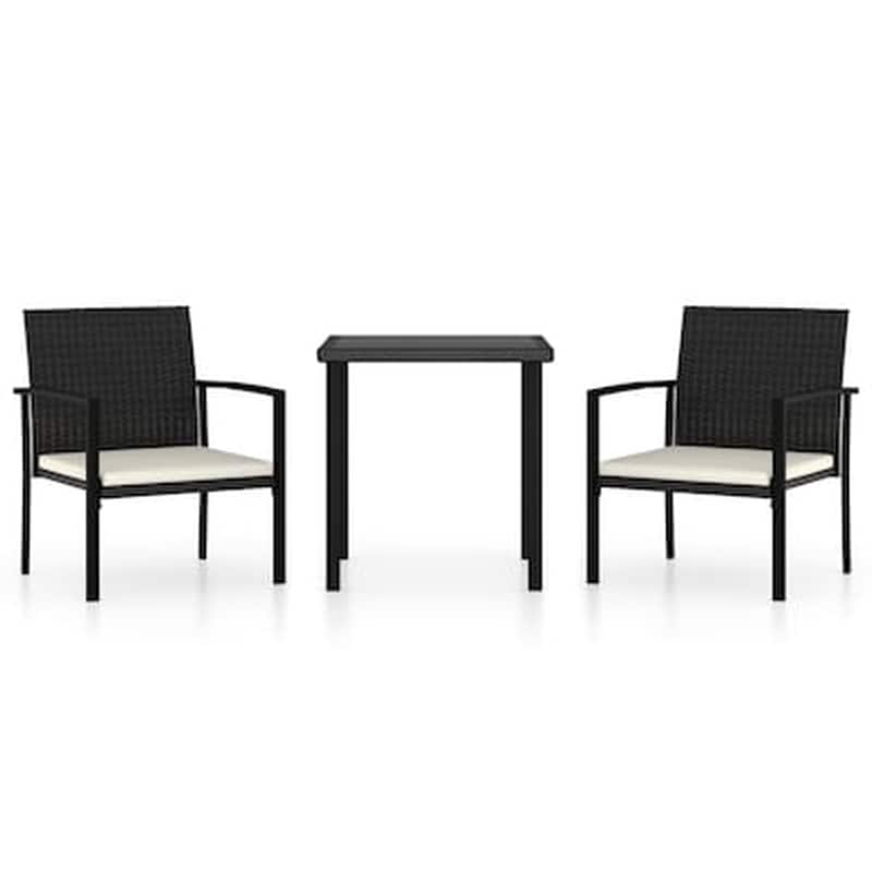 Σετ Τραπεζαρία Κήπου Vidaxl από Ρατάν 3 Τμχ - Μαύρο VIDAXL