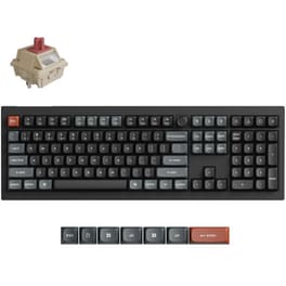 Keychron V6 Ultra 8K V6U-D1 Ασύρματο Gaming Μηχανικό Πληκτρολόγιο με Keychron Silk POM Red διακόπτες και RGB φωτισμό - Μαύρο (US)