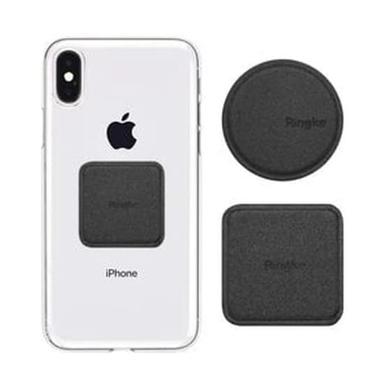 Ringke Acpu0001 Magnetic Mount Metal Plates Pu Leather (2 Pieces) Black image 0