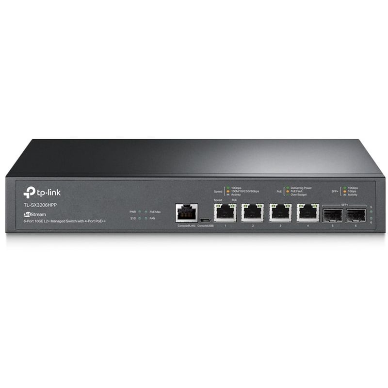 TP-LINK TL-SX3206HPP JetStream Managed Switch L2+ Gigabit Ethernet(100/1000/2500/5000/10000 Mbps) 6-Port PoE+