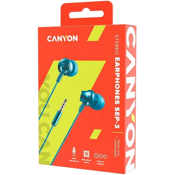Canyon SEP-3 Mic 1.2m Handsfree Jack 3.5mm - Μπλε image 1