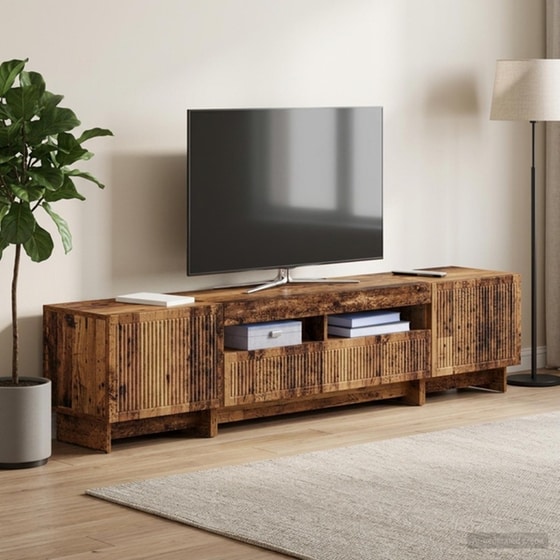 Έπιπλο Τηλεόρασης VidaXL με LED 5 τμχ 198 x 35 x 43 cm - Παλαιωμένο Ξύλο image 1