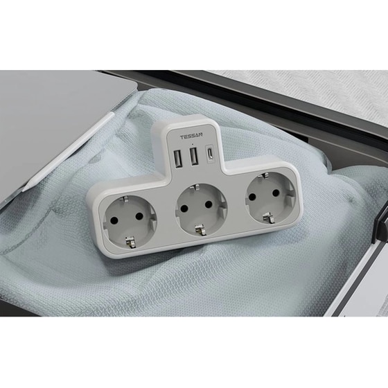 Πρίζα ρεύματος τοίχου TESSAN TS-323-DE-C με θύρες AC, USB-A, USB-C image 1