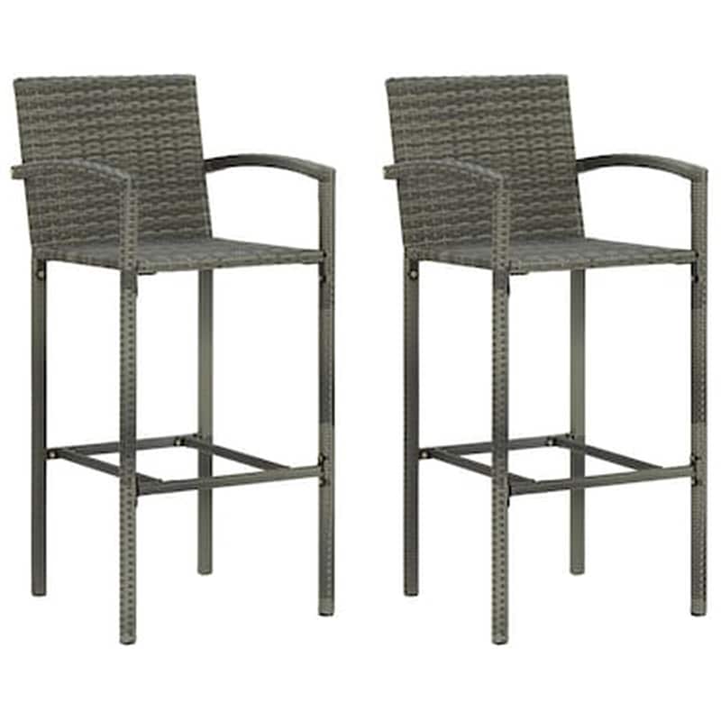 VIDAXL Σκαμπό Κήπου VidaXL από Συνθετικό Ρατάν 52x56x118 cm 2 Τμχ - Γκρι