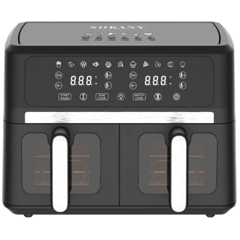 SOKANY SK-10055 με 2 Αποσπώμενους Κάδους 1500 W 5.5 L Μαύρο Φριτέζα Αέρος