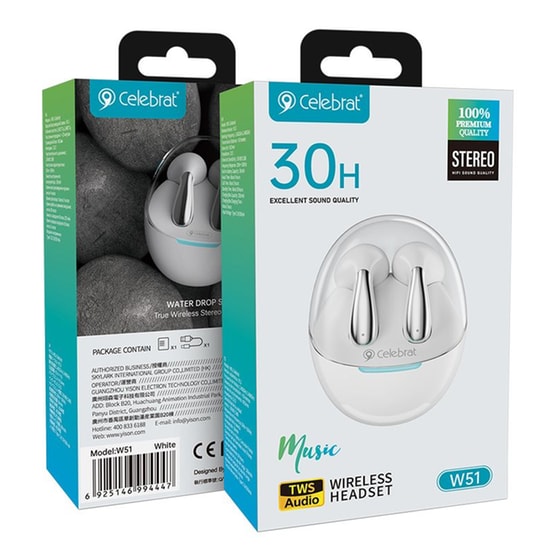Ακουστικά Bluetooth Celebrat W51 - Λευκά image 4