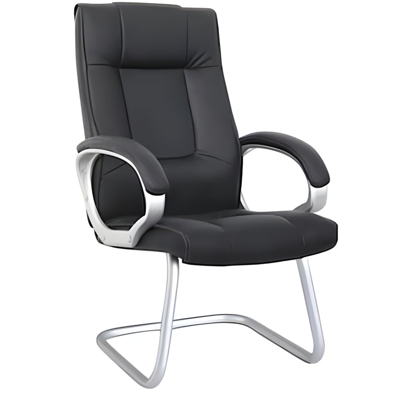 OEM Καρέκλα Επισκέπτη OEM από Τεχνητό Δέρμα - Μαύρη