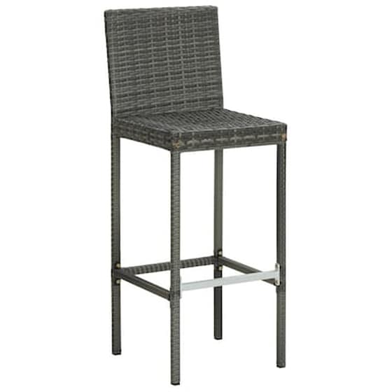 Σκαμπό Κήπου VidaXL με Μαξιλάρια από Συνθετικό Ρατάν 40x44x108 cm 4 Τμχ - Γκρι image 3