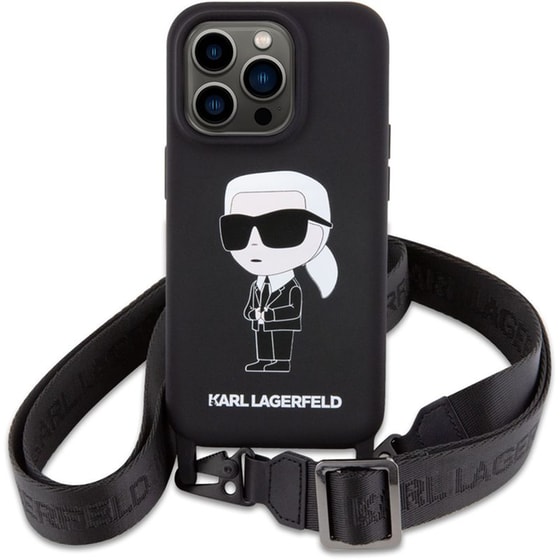 Karl Lagerfeld Crossbody Ikonik Hard Case Θήκη Προστασίας Από Σιλικόνη – Iphone 15 Pro Max (black – Klhcp15xscbsknk) image 0
