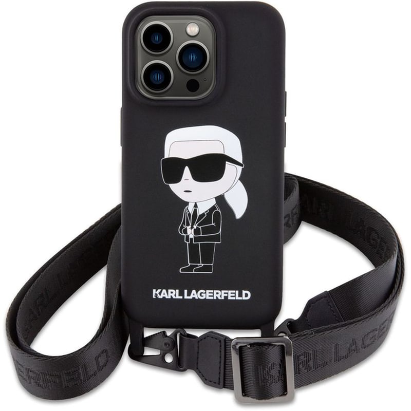 KARL LAGERFELD Karl Lagerfeld Crossbody Ikonik Hard Case Θήκη Προστασίας Από Σιλικόνη – Iphone 15 Pro Max (black – Klhcp15xscbsknk)