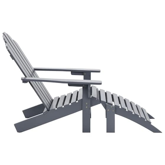 Πολυθρόνα Vidaxl με Υποπόδιο από Ξύλο 70x153x88cm - Γκρι image 3