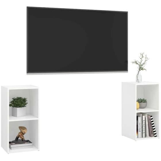 Έπιπλα Τηλεόρασης Vidaxl από Μοριοσανίδα 2τμχ 72x35x36.5cm - Λευκό image 1