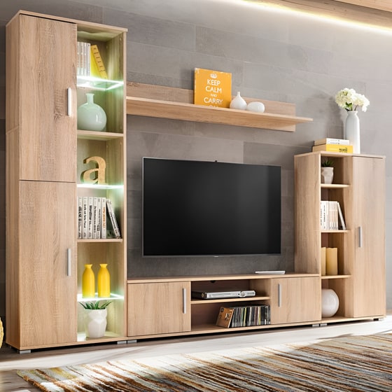 Έπιπλο Τηλεόρασης VidaXL από Μοριοσανίδα 260x30x180cm - Μπεζ image 1