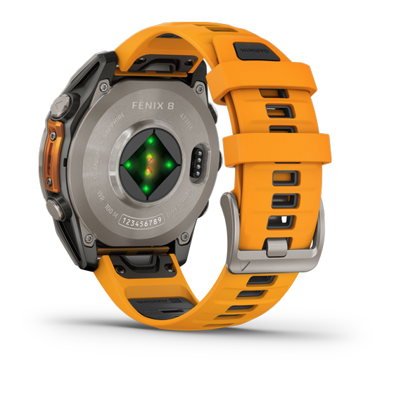 Smartwatch Garmin Fenix 8 47mm - Sapphire, Titanium with Spark Orange/Graphite Silicone Band image 5