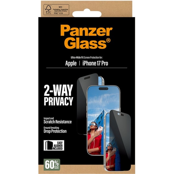 Προστατευτικό οθόνης Apple iPhone 17 Pro - PanzerGlass 2-Way Privacy Ultra-Wide Fit Screen Protection image 4