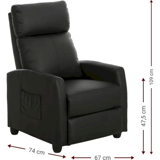 Πολυθρόνα Relax Massage Fray από Τεχνητό Δέρμα - Μαύρο image 8