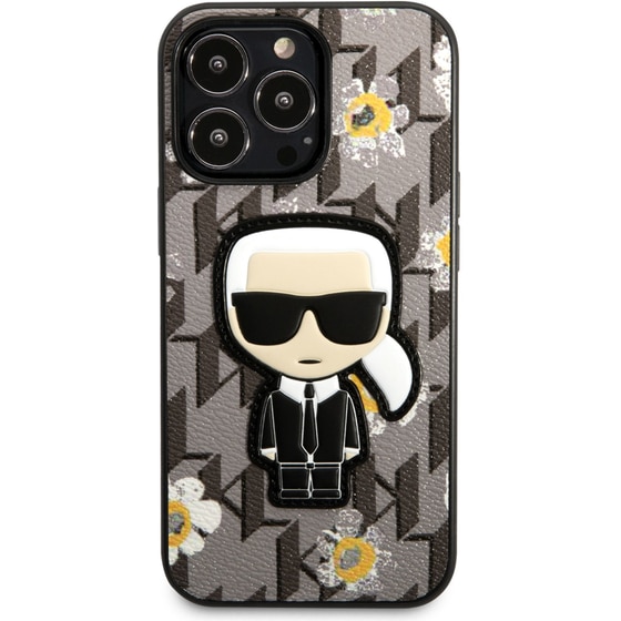 Karl Lagerfeld Flower Mono Ikonik Patch Case Θήκη Προστασίας Από Δερματίνη – Iphone 13 Pro (γκρι – Klhcp13lpmnfik1) image 0