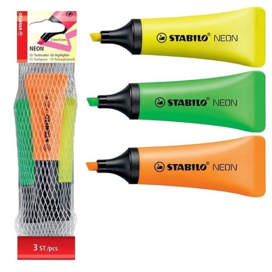 Μαρκαδόροι Υπογράμμισης Stabilo Neon 2.0 mm (3 Τεμάχια) image 0