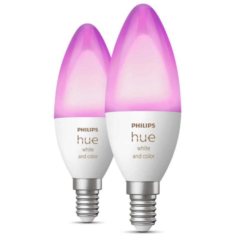 PHILIPS Έξυπνες Λάμπες LED Philips για Ντουί E14 2 Τμχ - Λευκό Πολύχρωμο