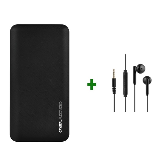 Powerbank Crystal Audio 10000 mAh Μαύρο & Handsfree Crystal Audio Ακουστικά Μαύρο image 0