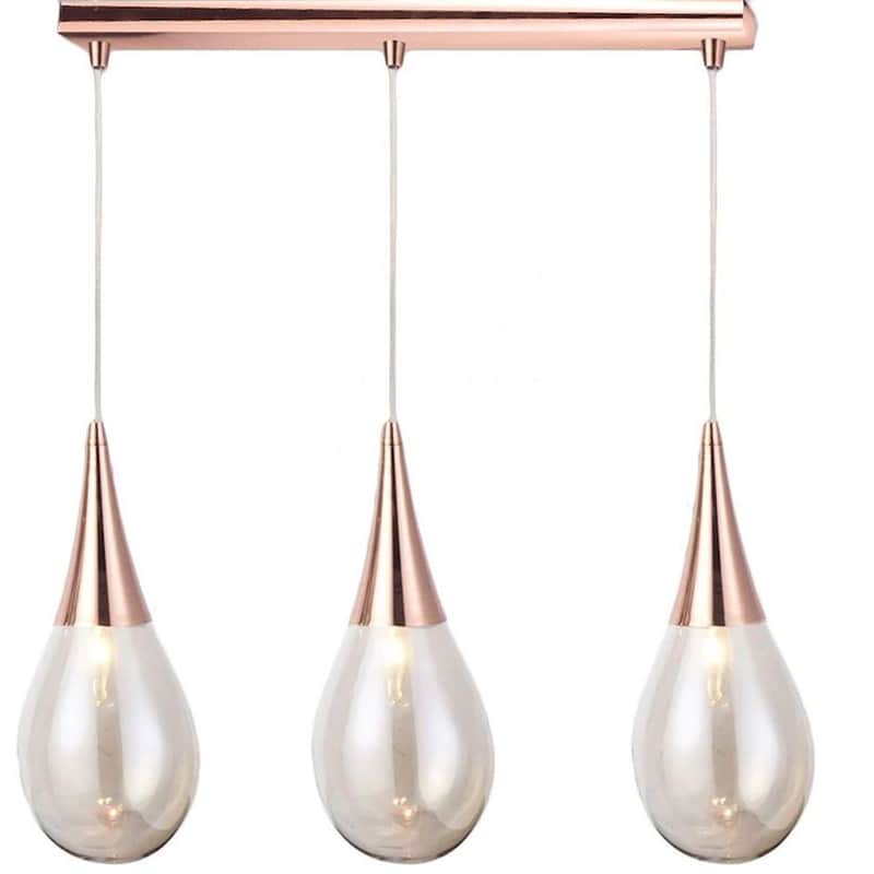 ACA DECOR Φωτιστικό Οροφής Τρίφωτο Aca Decor Atena Od53423scp Γυάλινο/Μεταλλικό - Χάλκινο